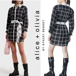 Alice + Olivia Black and White Checkered Mini Dress